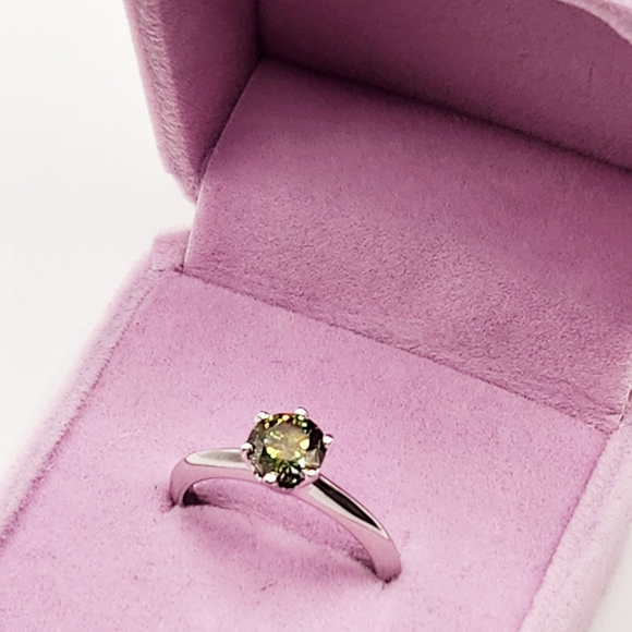 1ct Moissanite Peridot Solitaire Ring - Picture 4 of 12